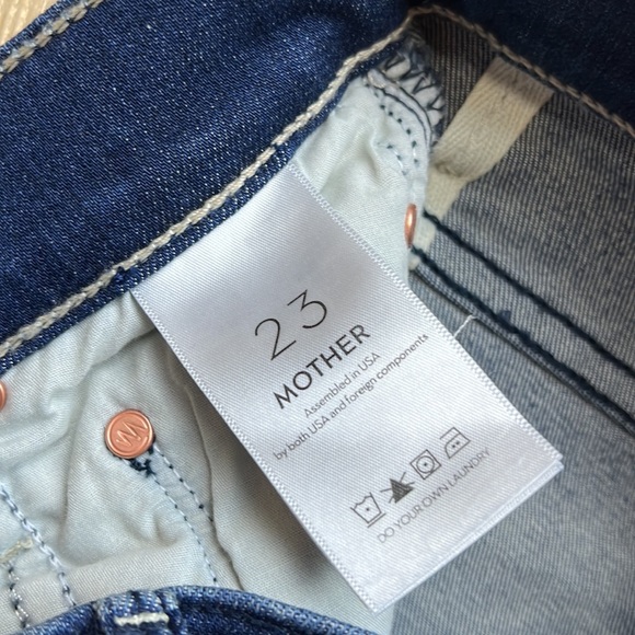 MOTHER The Insider Crop Step Fray Hem Blue Jeans High Waisted Tongue And Chic - Picture 9 of 10